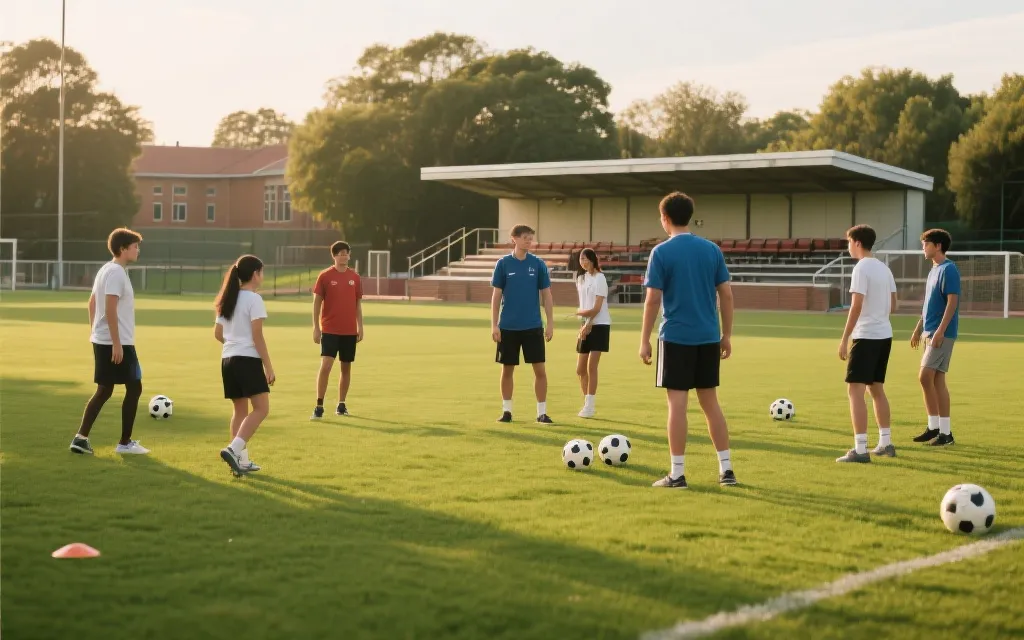 美国校园足球训练与看台文化的温暖场景